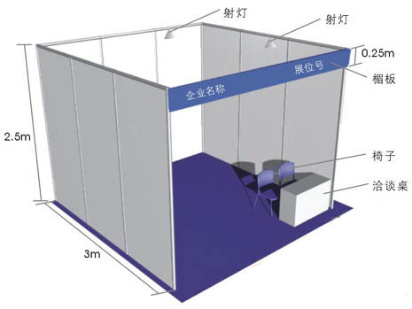 电子展9平米标展单开口示意图